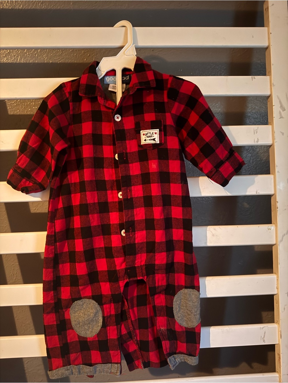 Good Lad Red and Black Buffalo Plaid Button-Front Pajama Romper